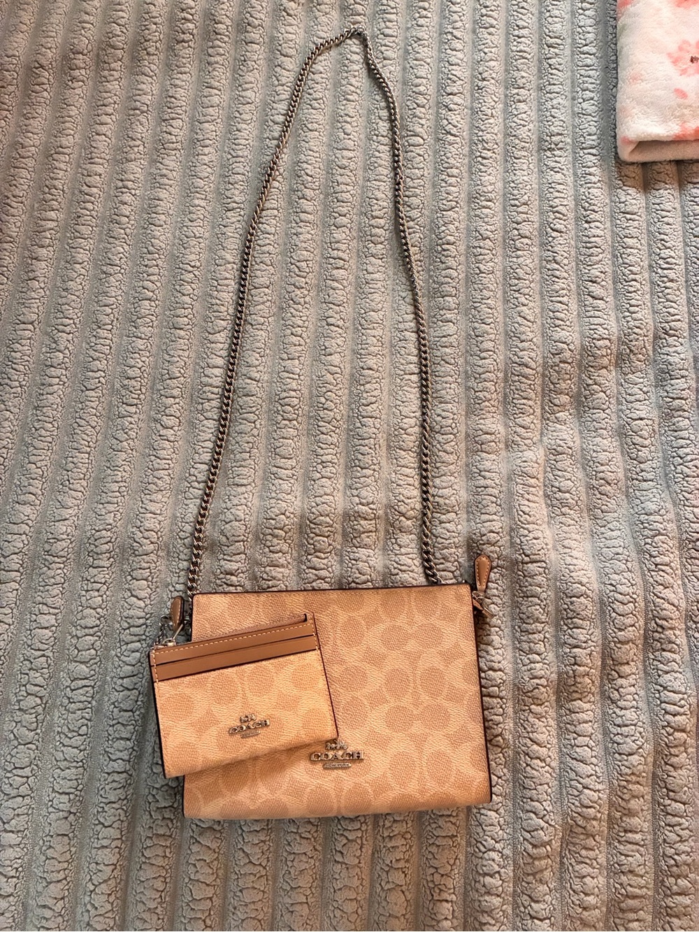 Coach Tan Signature Crossbody with Matching Card Case
